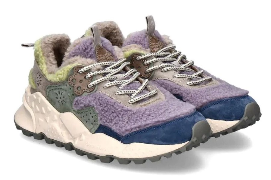 Damen Flower Mountain Warmfutter | Flower Mountain Damen- Sneaker Gefu00Fcttert Kotetsu Suede Teddy- Violett/ Lime