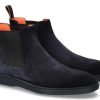 Herren Santoni Stiefeletten / Stiefel | Santoni Chelsea Boots Velours Navy- Dunkelblau