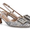 Damen Roberto Festa Pumps | Roberto Festa Slingpumps Stefi Tweed Lux Blu Nappa Cream