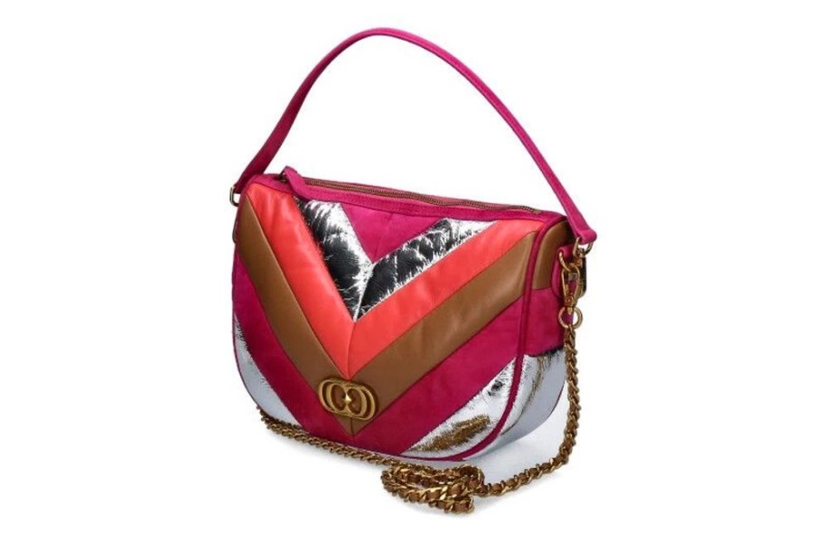 Damen La Carrie Taschen | La Carrie Schultertasche Amitola Stripes Lollo Mulit Fuxia