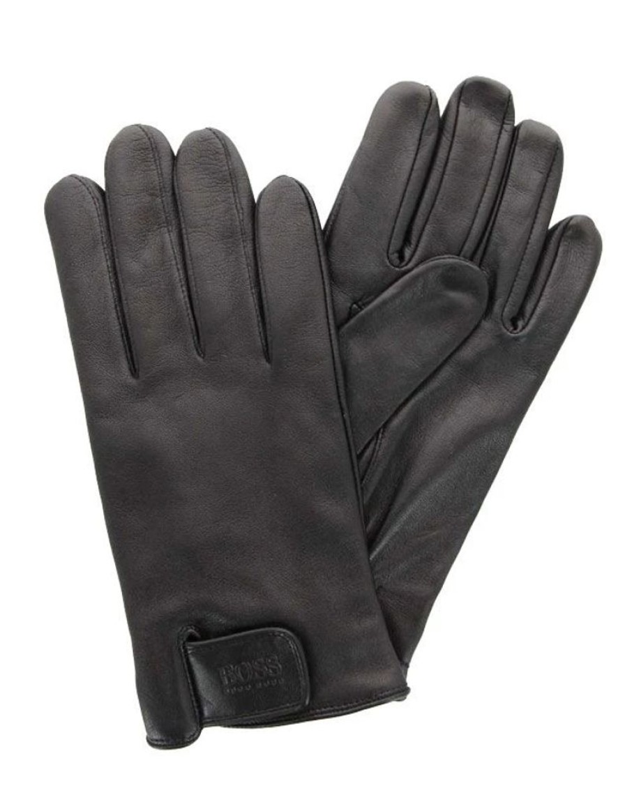 Damen Hugo Boss Handschuhe | Hugo Boss Handschuhe Helkop Lammleder Schwarz (90)