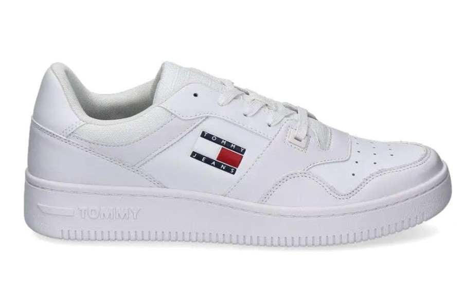 Herren Tommy Hilfiger Sneakers | Tommy Hilfiger Herren-Sneaker Basket Retro White- Weiss