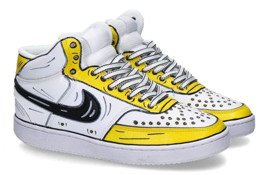 Herren Ballo Da Sola Sneakers | Nike By Ballodasola Sneaker Mid Customized Cartoon Yellow