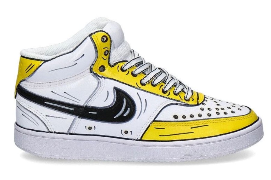 Herren Ballo Da Sola Sneakers | Nike By Ballodasola Sneaker Mid Customized Cartoon Yellow