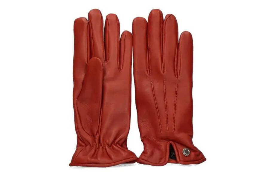 Damen Restelli Handschuhe | Restelli Damen-Lederhandschuhe Mattone Nappa 55- Orange