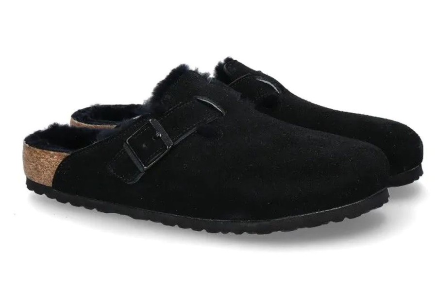 Herren Birkenstock Hausschuhe | Birkenstock Clogs Gefu00Fcttert Boston Normal Fur Black (44)