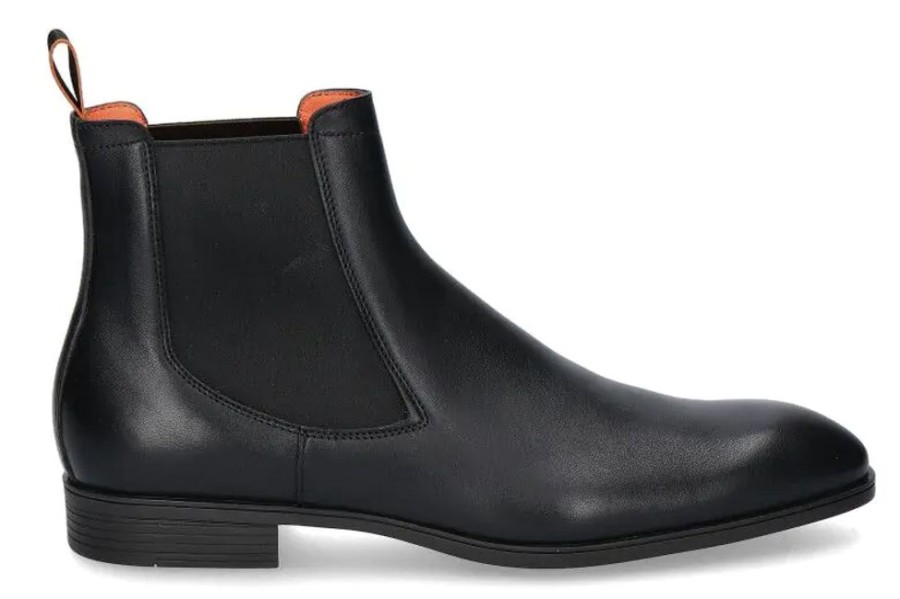 Herren Santoni Stiefeletten / Stiefel | Santoni Chelsea Boot Nappa Nero- Schwarz