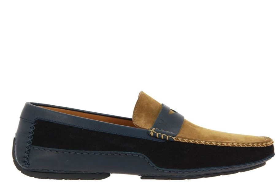 Herren Moreschi Mokassins | Moreschi Loafer Baviera Blu Scuro Marrone