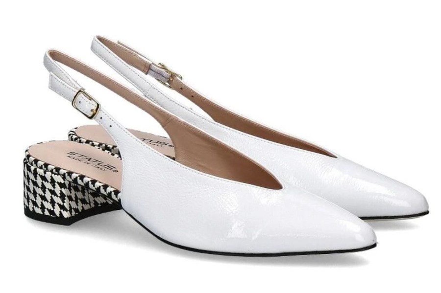 Damen Status Pumps | Status Slingpump Vernice Finish Bianco