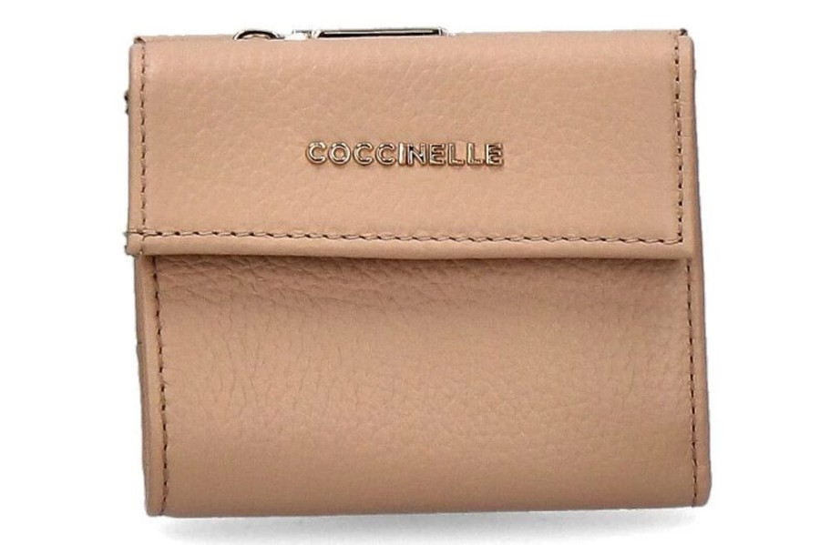 Damen Coccinelle Geldb?Rsen | Coccinelle Portemonnaie Grain Leather Metallic Soft Toasted