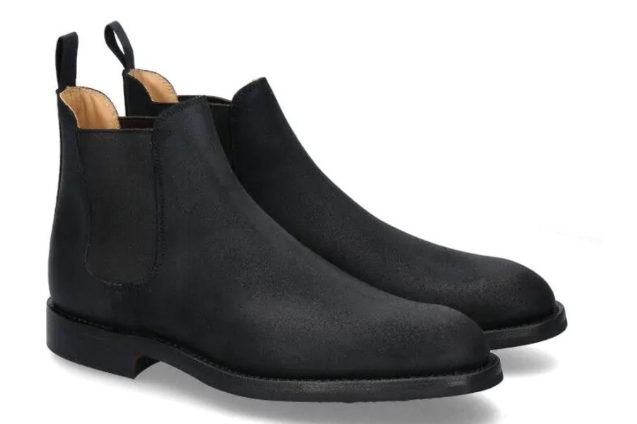 Herren Crockett & Jones Stiefeletten / Stiefel | Crockett & Jones Boot Chelsea 5 Rough- Out Suede- Schwarz