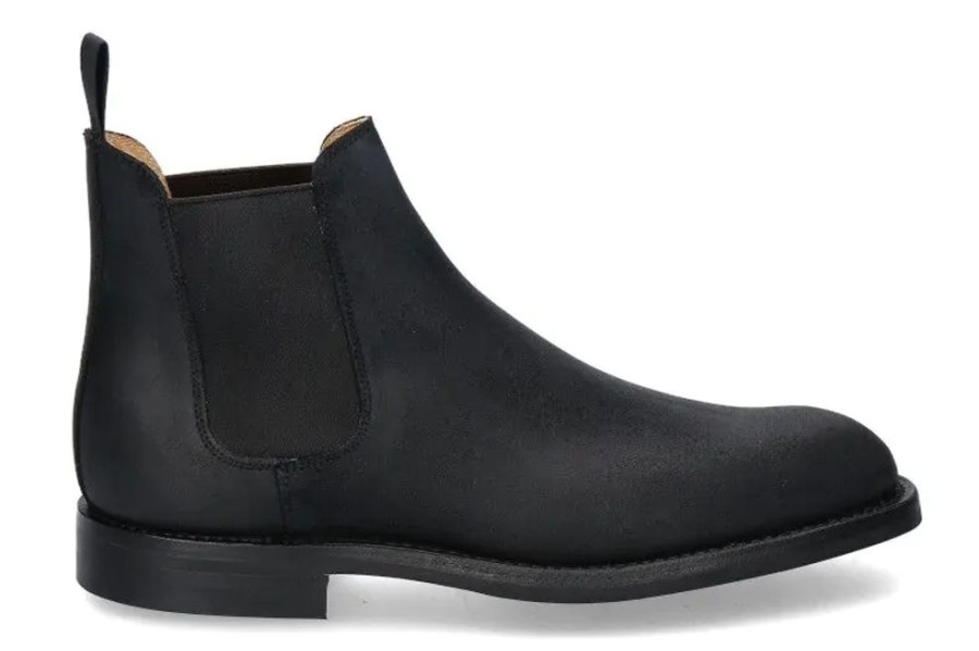 Herren Crockett & Jones Stiefeletten / Stiefel | Crockett & Jones Boot Chelsea 5 Rough- Out Suede- Schwarz