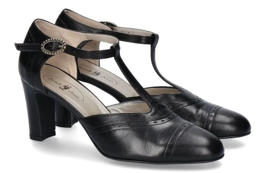 Damen dirndl + bua Dirndl Schuhe | Dirndl + Bua Spangenpumps Ziegennappa Schwarz (37 )