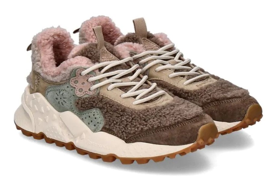 Damen Flower Mountain Warmfutter | Flower Mountain Sneaker Gefu00Fcttert Kotetsu Suede Teddy- Beige/ Pink