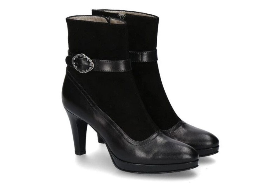 Damen dirndl + bua Dirndl Schuhe | Dirndl + Bua Stiefelette Ziegennappa-Velour Schwarz (38U00Bd)