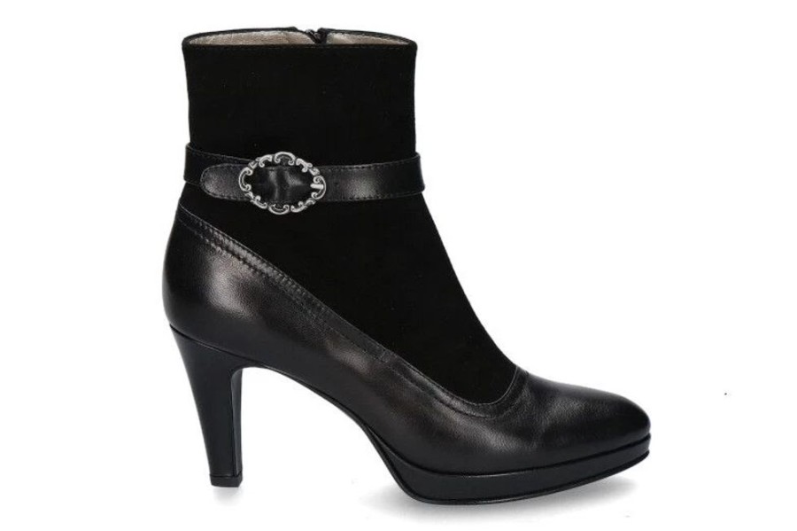 Damen dirndl + bua Dirndl Schuhe | Dirndl + Bua Stiefelette Ziegennappa-Velour Schwarz (38U00Bd)