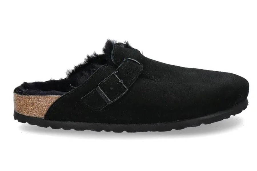 Damen Birkenstock Warmfutter | Birkenstock Clogs Gefu00Fcttert Boston Schmal Shearling Black