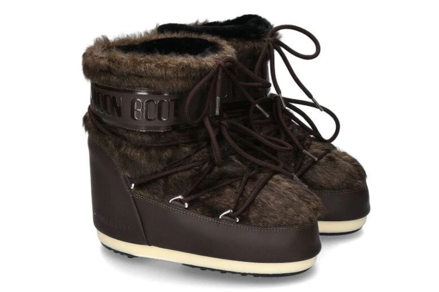 Damen Moon Boot Fellstiefel | Moon Boot Icon Low Faux Fur- Brown