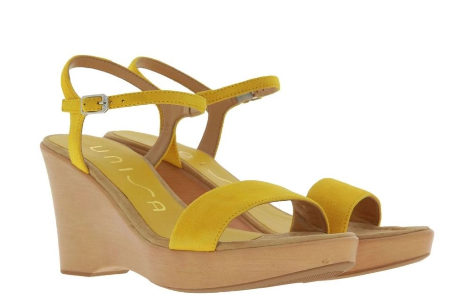 Damen Unisa Keilschuhe | Unisa Keilsandale Rita Yellow Suede (37 )