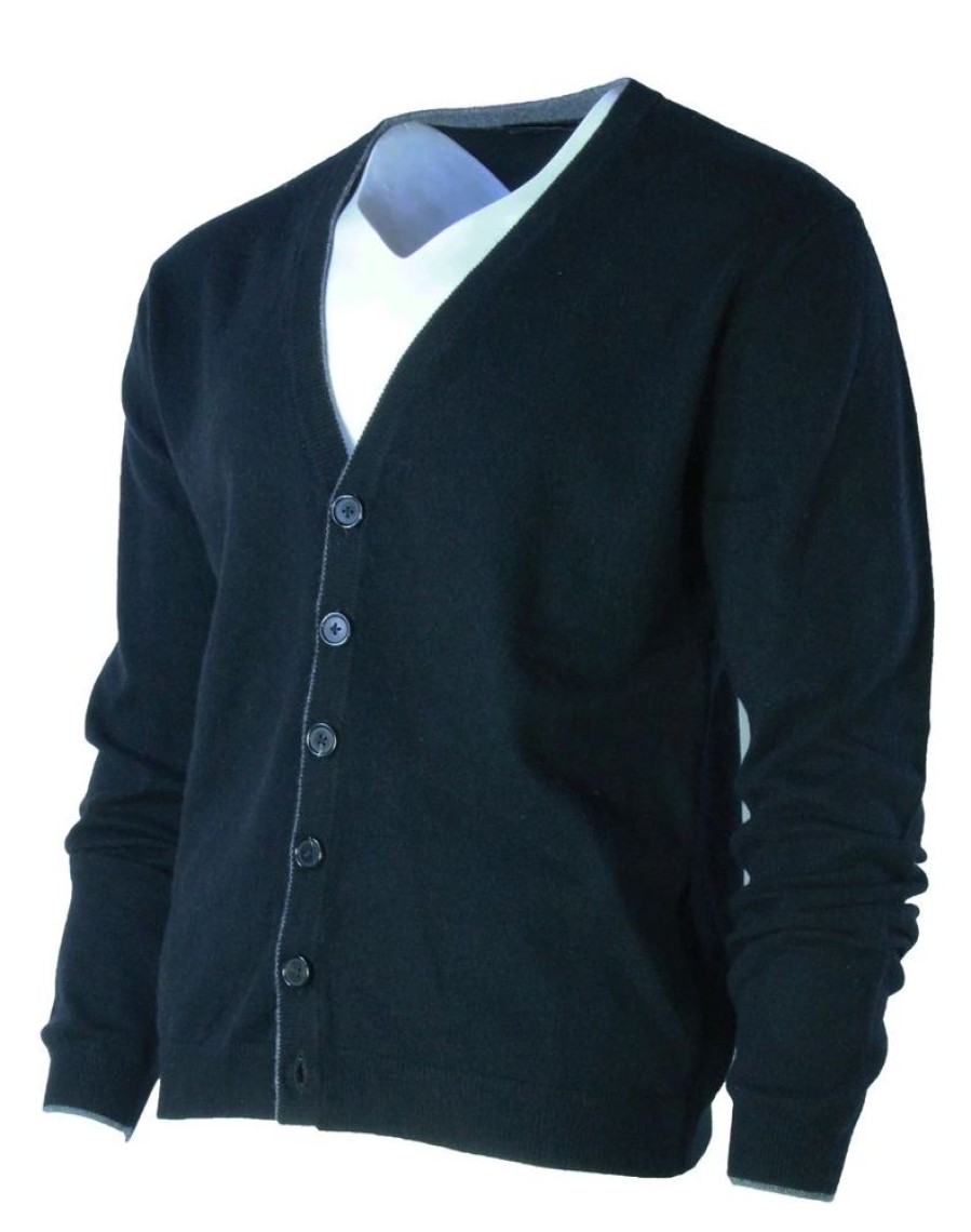 Herren Buxton Street Westen | Buxton Street Cardigan Cashmere Black (48)