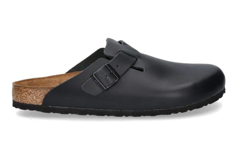 Herren Birkenstock Hausschuhe | Birkenstock Clogs Boston Schmal Naturleder Black (39)