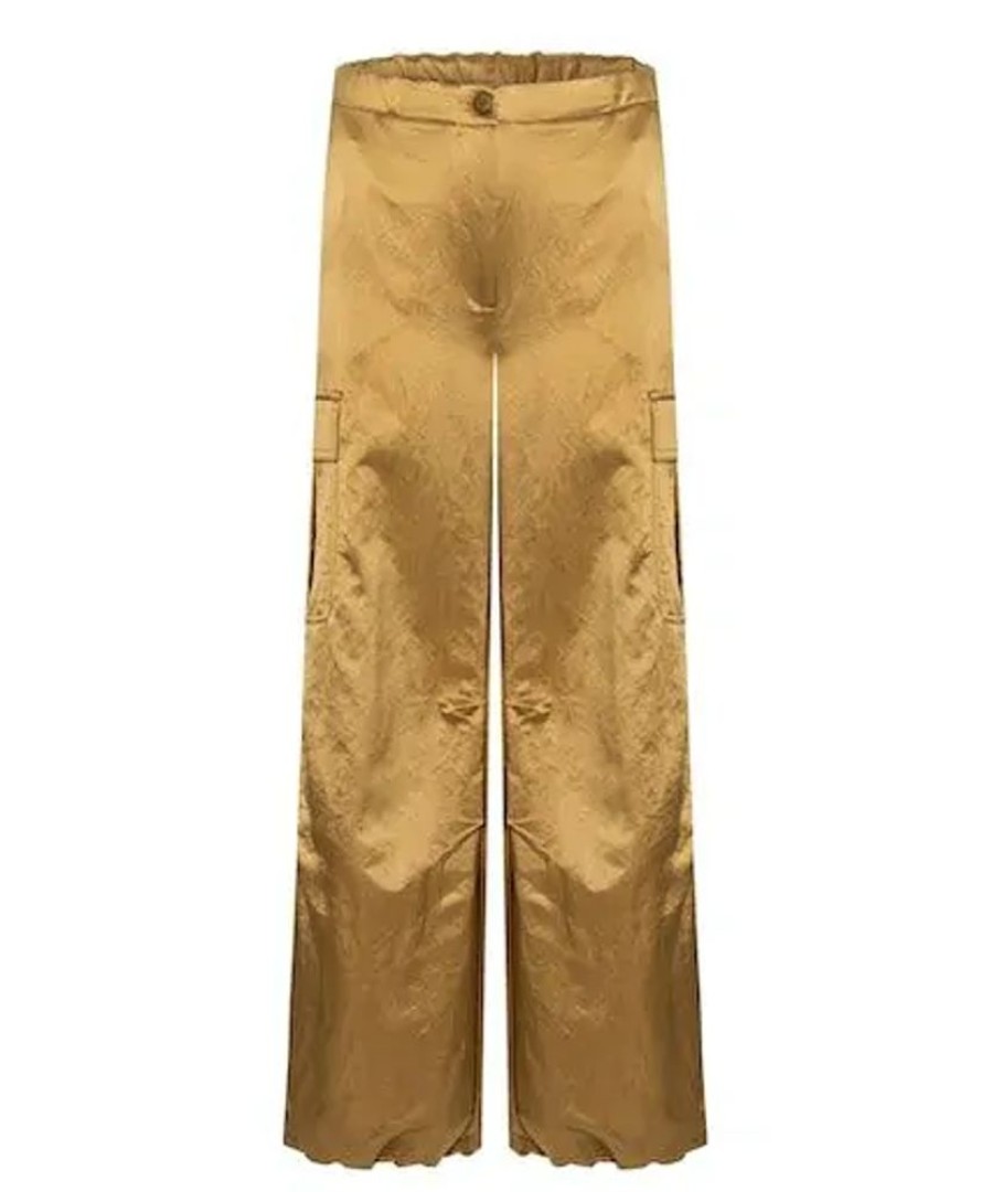 Damen Cambio Hosen | Cambio Hose Morgan Shiny Glossy Parachute -Shiny Gold