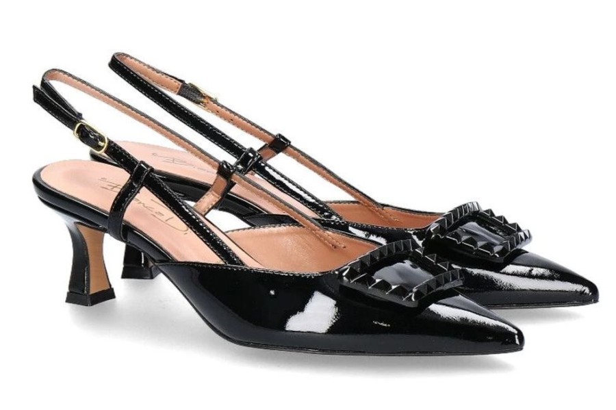 Damen Bianca Di Pumps | Bianca Di Slingpumps Vernice Nero Cuoio