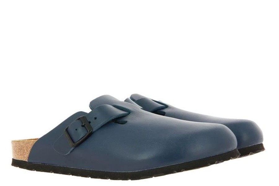 Herren Birkenstock Hausschuhe | Birkenstock Clogs Boston Leder Blau Schmal (37 )