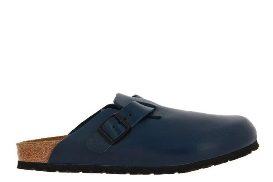 Herren Birkenstock Hausschuhe | Birkenstock Clogs Boston Leder Blau Schmal (37 )