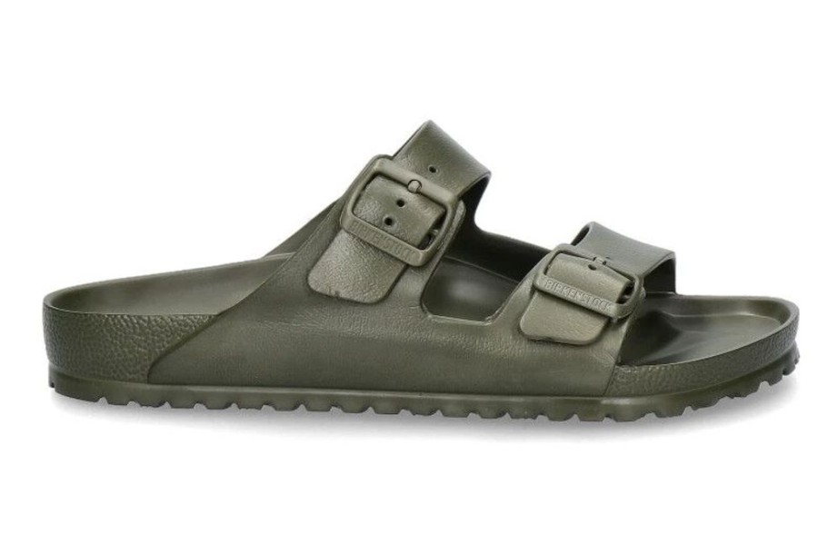 Herren Birkenstock Offene Schuhe | Birkenstock Pantolette Arizona Eva Khaki Normal