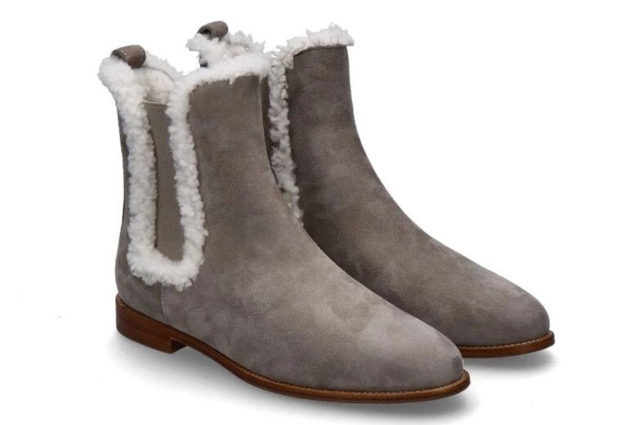 Damen Unu00fctzer Warmfutter | Unu00Fctzer Stiefelette Warmgefu00Fcttert Camoscio Elephante Agnello Latte