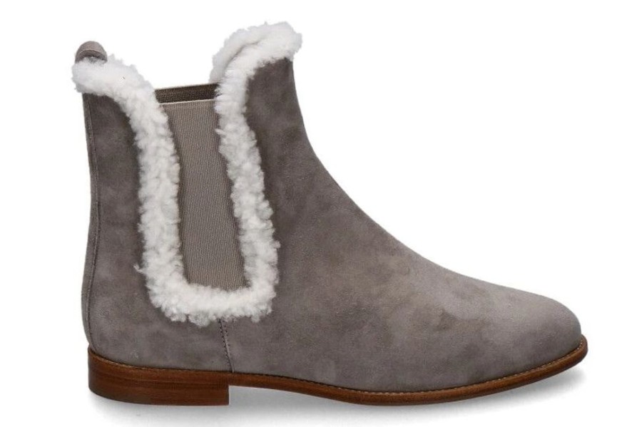 Damen Unu00fctzer Warmfutter | Unu00Fctzer Stiefelette Warmgefu00Fcttert Camoscio Elephante Agnello Latte