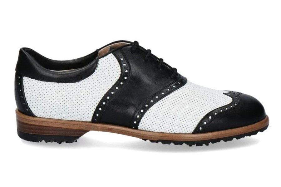 Damen Tee Golf Shoes Golfschuhe | Tee Golf Shoes Damen- Golfschuh Susy Perforato Bianco Nero (38U00Bd)