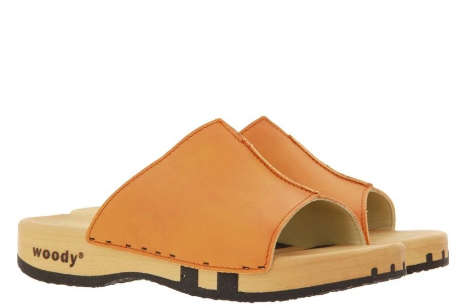 Damen woody Pantoletten | Woody Holzpantolette Anja Nappa Orange