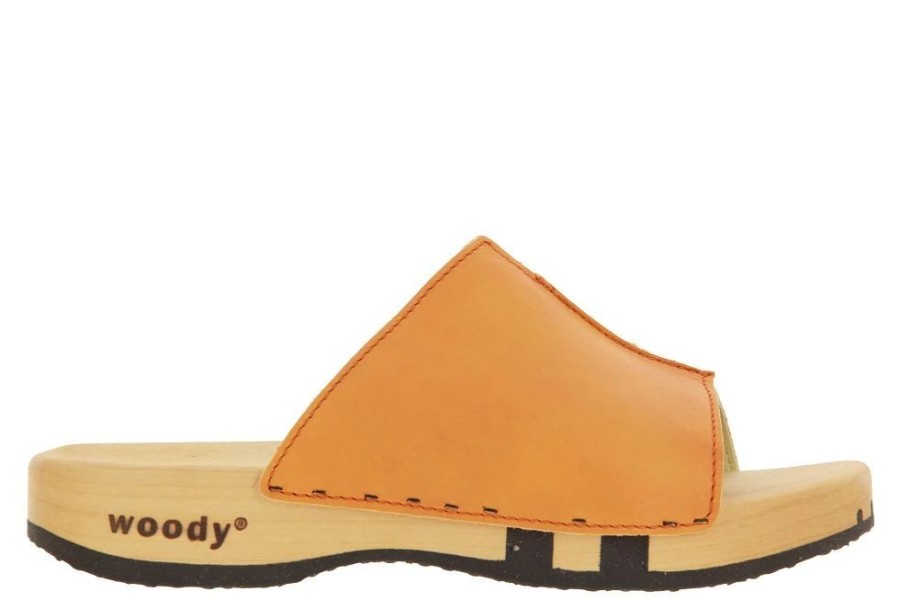 Damen woody Pantoletten | Woody Holzpantolette Anja Nappa Orange