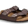 Herren Birkenstock Offene Schuhe | Birkenstock Pantolette Arizona Schmal Birko-Flor Braun