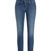 Damen Cambio Jeans | Cambio Jeans Liu Short Dark Peppy Used Fringed Hem