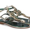 Damen Paola Fiorenza Sandalen | Paola Fiorenza Sandale Crystal Verde Pitone