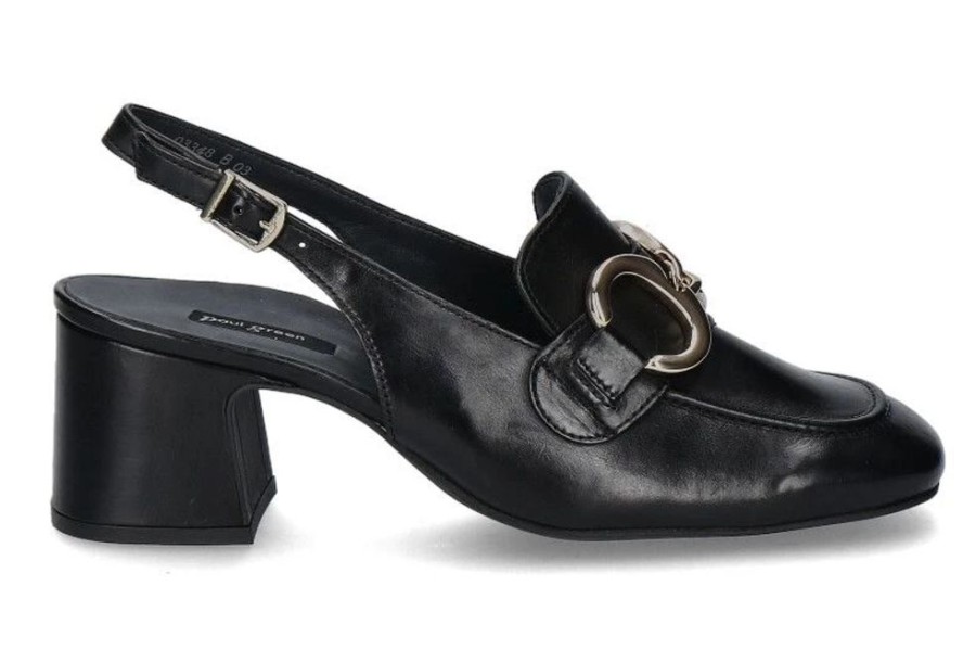 Damen Paul Green Trotteur | Paul Green Slingpumps Foulard Schwarz