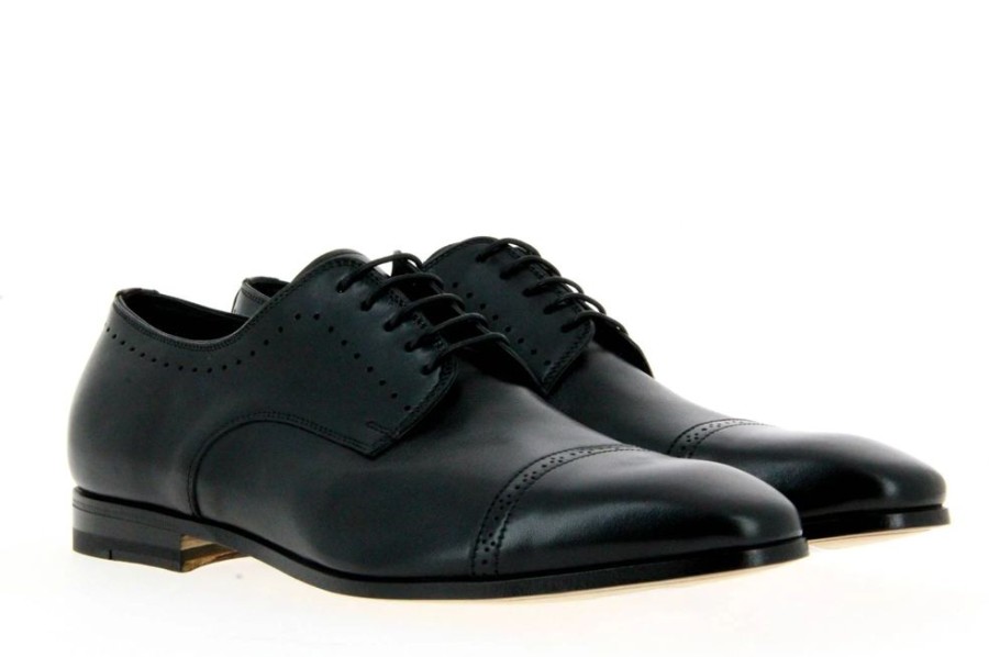 Herren Santoni Schnurer | Santoni Schnu00Fcrer Leather Black (44U00Bd)