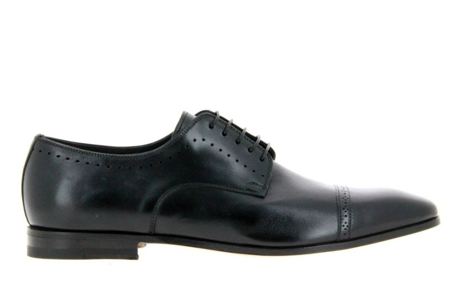 Herren Santoni Schnurer | Santoni Schnu00Fcrer Leather Black (44U00Bd)