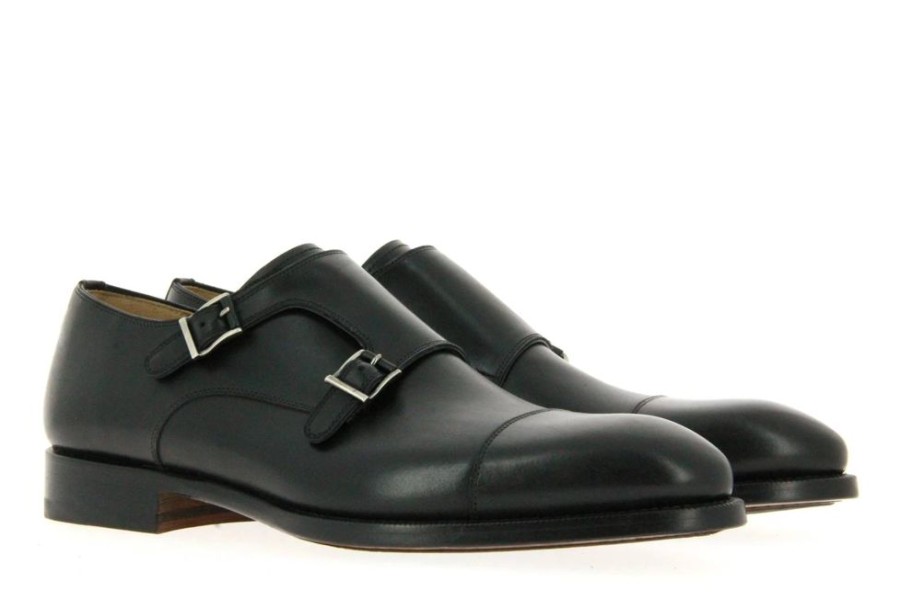 Herren Magnanni Slippers | Maganni Monk Strips Catania Benito Black (43)