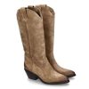 Damen Lazamani Stiefel | Lazamani Cowboy Boots Velours Sand- Beige