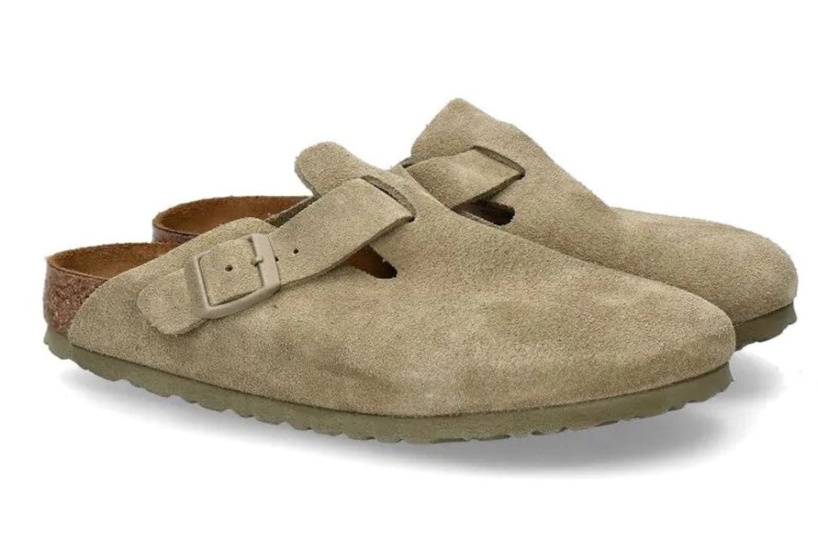 Herren Birkenstock Offene Schuhe | Birkenstock Clogs Boston Schmal -Faded Khaki