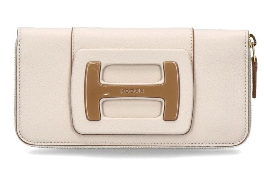 Damen Hogan Geldb?Rsen | Hogan Portemonnaie Continental Zip Around Beige