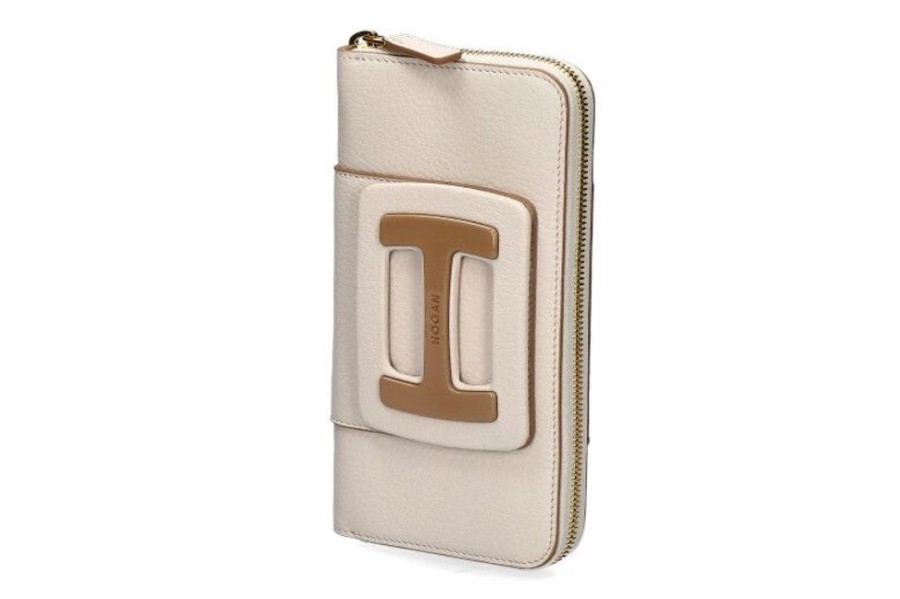 Damen Hogan Geldb?Rsen | Hogan Portemonnaie Continental Zip Around Beige