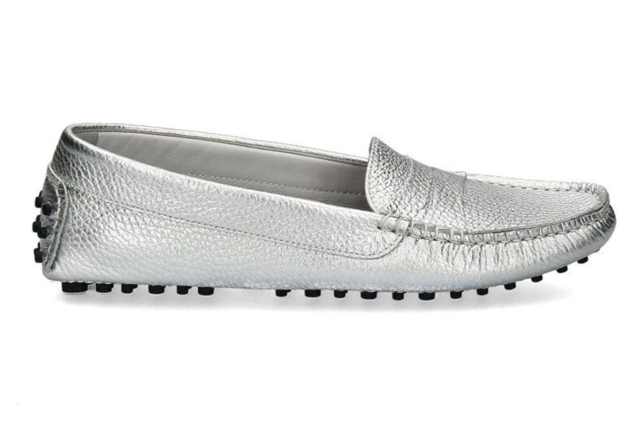 Damen ScarpaRossa Mokassin | Scarparossa Slipper Gomera Shimmer Argento