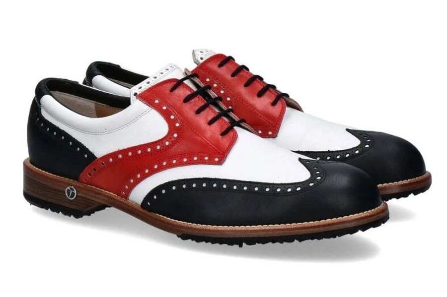 Herren Tee Golf Shoes Golf-Schuhe | Tee Golf Shoes Golfschuh Tommy Vario Blu Bianco Rosso (42)