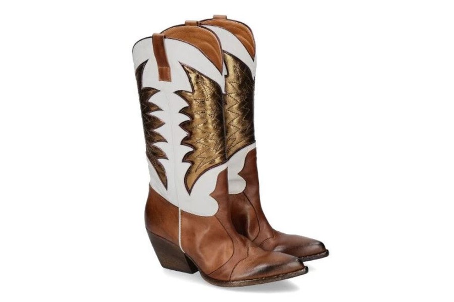 Damen Elena Iachi Stiefel | Elena Lachi Cowboy Boots Cuoio Bronzo Wash