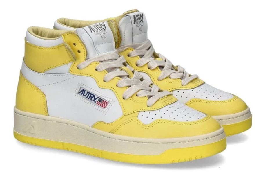 Damen Autry Sneaker | Autry Mid-Cut Sneaker White Yellow Wb23